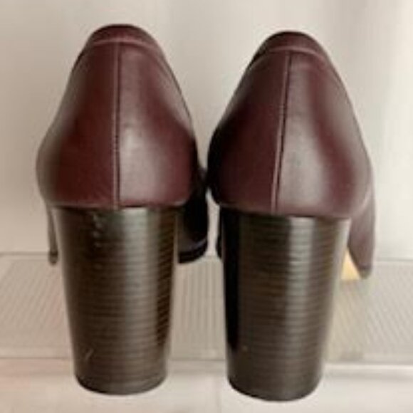 Michael Kors The Buchanan Burgundy Leather Penny Loafer Block Heels Size 11M - Picture 4 of 11